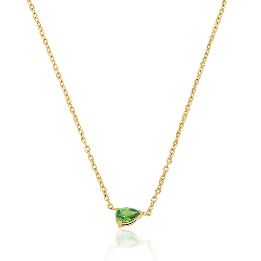 TEARDROP GREEN CZ NECKLACE