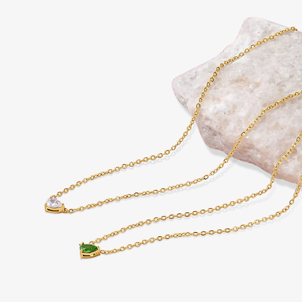 TEARDROP GREEN CZ NECKLACE