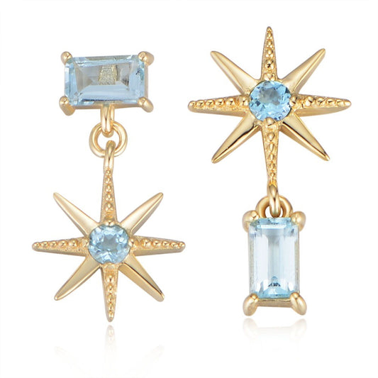 BLUE TOPAZ STAR EARRING