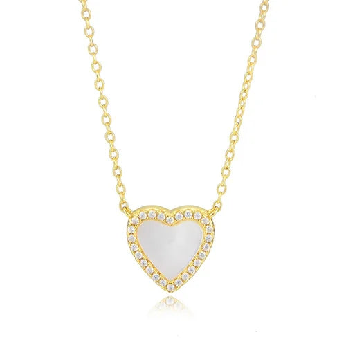 MOTHER OF PEARL HEART NECKLACE